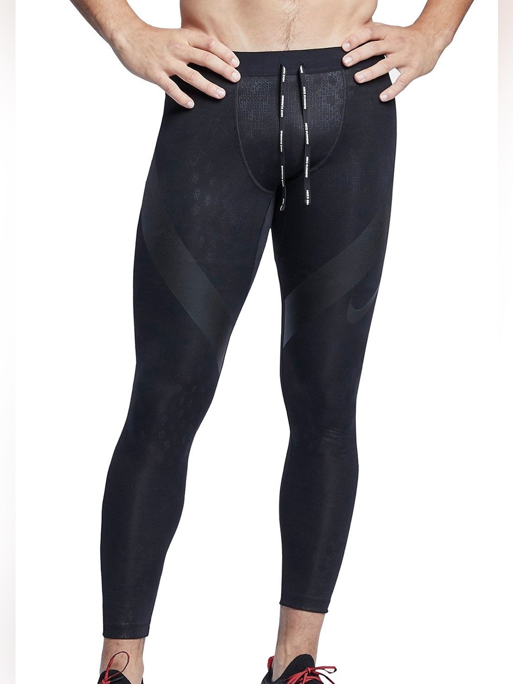 Nike Men's Power Tech Dri-Fit Reflective Running Tights Black M MSRP $120